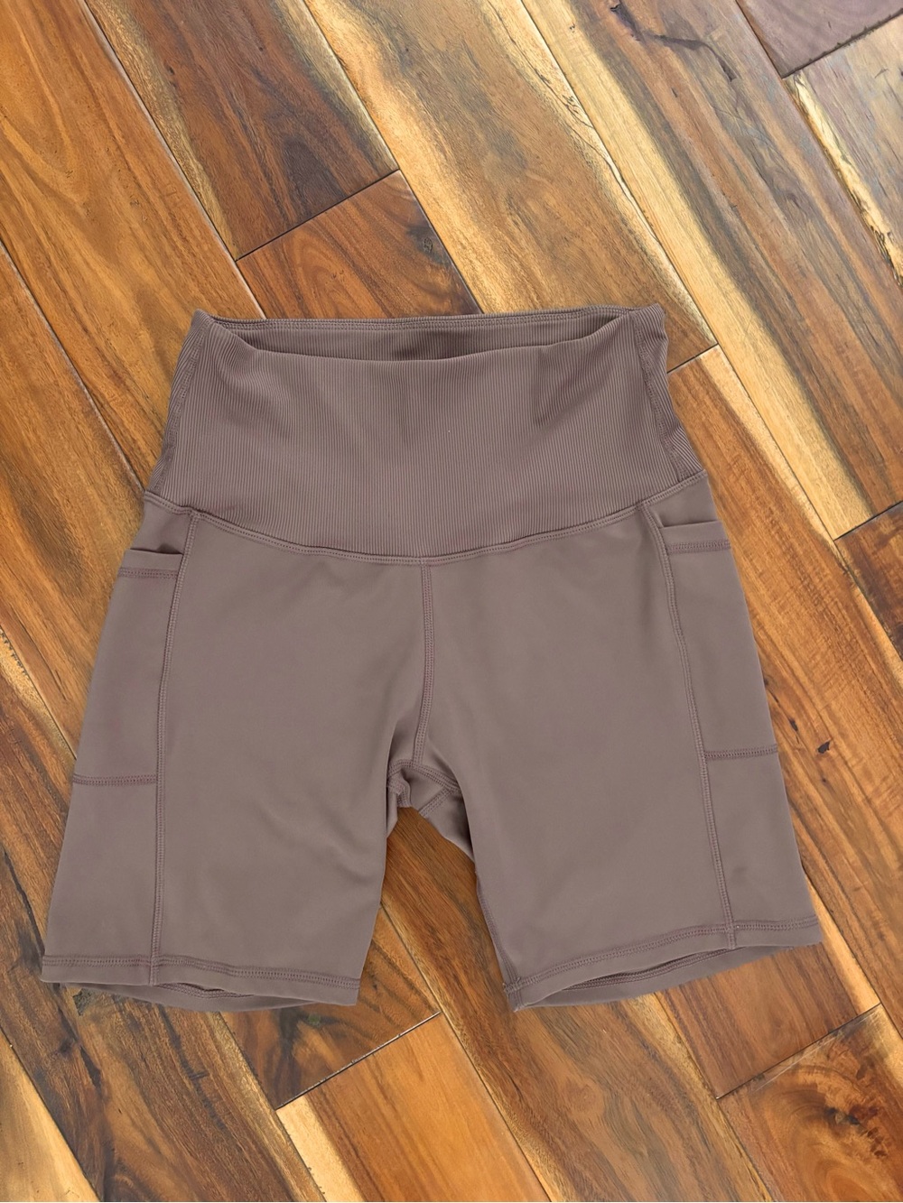Brown Biker Shorts with Pockets